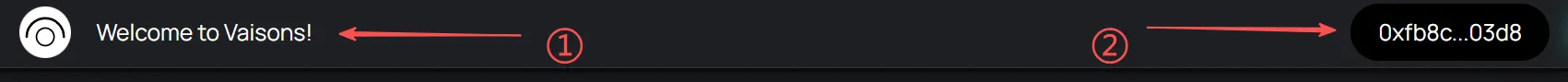 Vaisons username and connected wallet address